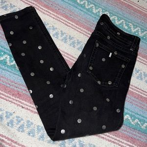 Stella McCartney dark grey ankle length skinny jeans with silver polka dots